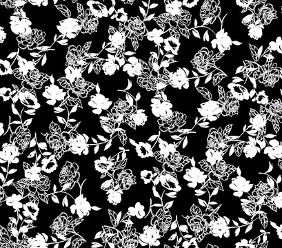 黑底白花设计