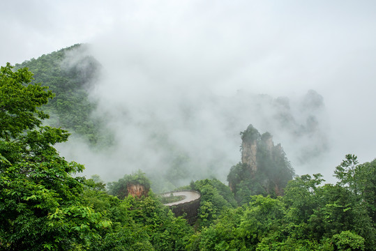 云雾中的武陵源黄龙峰