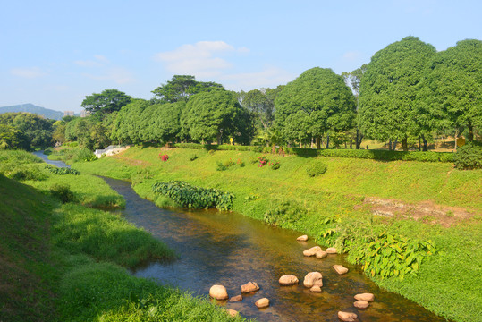 深圳笔架山公园福田河鹅卵石