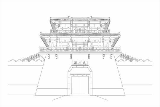 线描武川城
