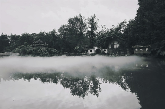 水墨乡村农家