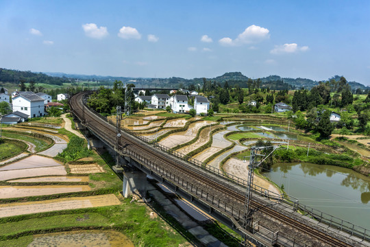 乡村铁路天际线