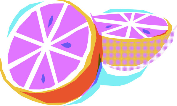 扁平手绘插画水果橙子