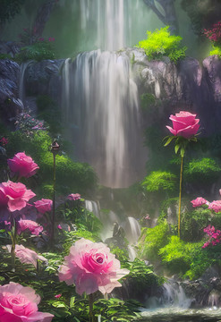 系列图之梦幻玫瑰瀑布庭院