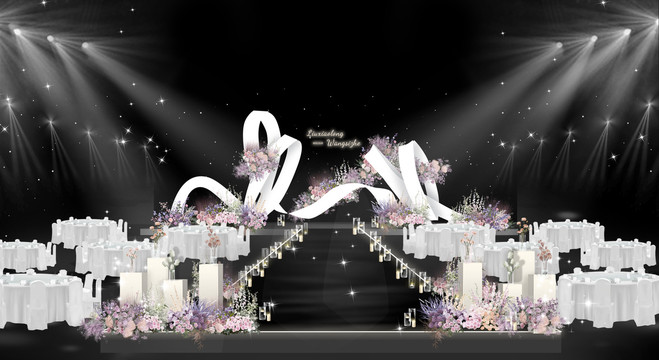 粉紫布幔婚礼效果图