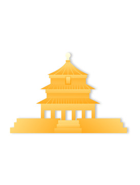 金色剪纸风中国城市天坛
