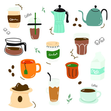 手绘咖啡饮品系列插画合集