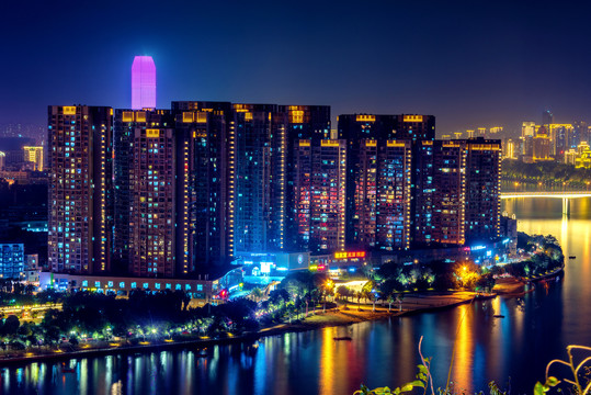 中国广西柳州夜景风光