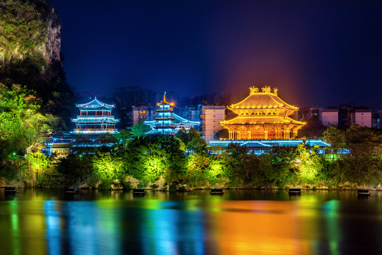 中国广西柳州文庙夜景