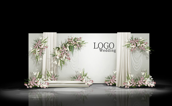 白绿粉色韩式婚礼效果图