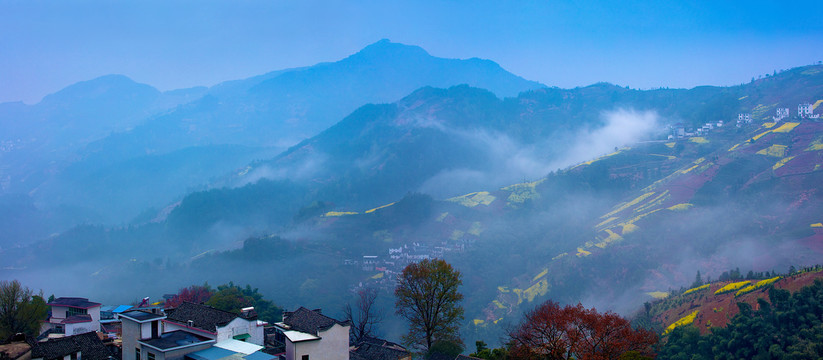 歙县坡山村全景图