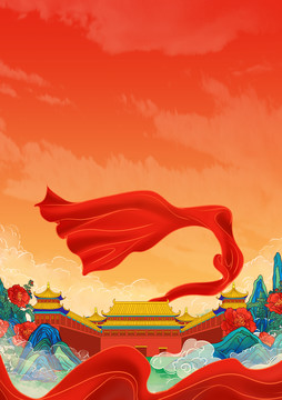 首都北京古建筑节日背景竖版
