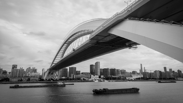 卢浦大桥黑白照