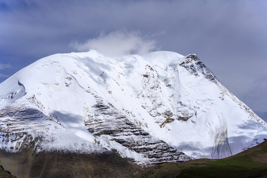 西藏卡若拉冰川蓝天白云