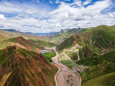 西藏昌都丁青县高山峡谷航拍