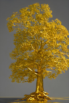 黄金生财发财树装饰画