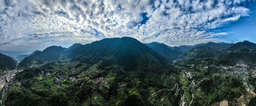 丽水云和梯田航拍全景