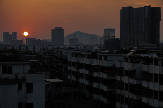 城市日落美景