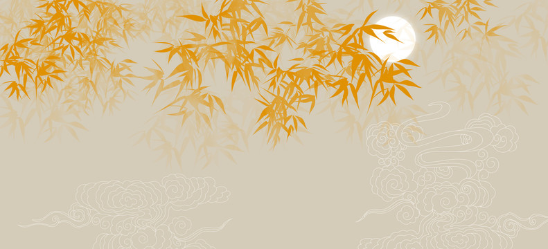 金色竹叶背景墙