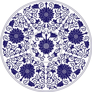 青花缠枝番莲纹