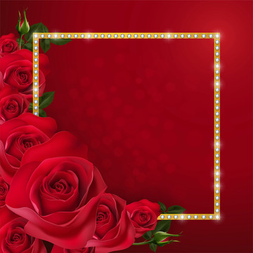 艳丽红玫瑰边框插图