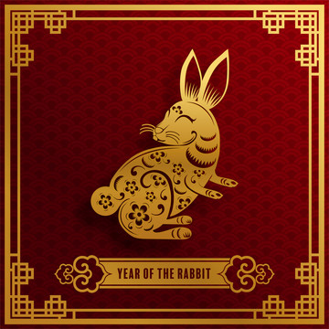 金色兔子迎新春贺图