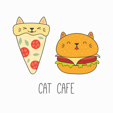 可爱猫咪快餐插图