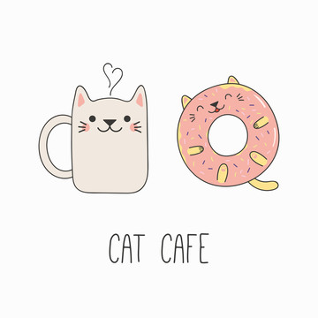 可爱猫咪咖啡厅插图
