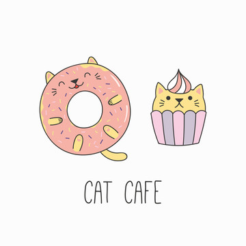 猫咪蛋糕甜点插图