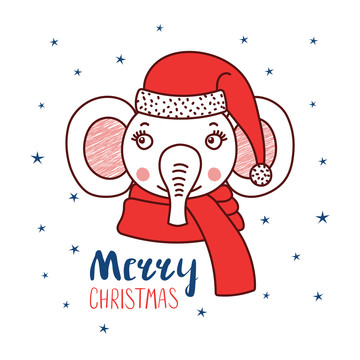大象圣诞装扮插图