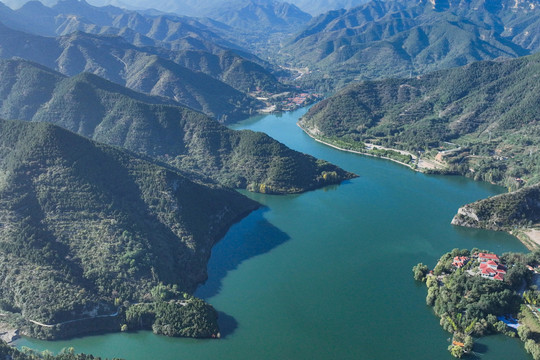 航拍山东青州仁河水库