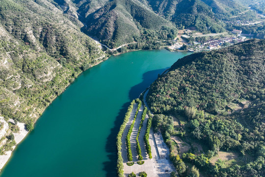 航拍山东青州仁河水库