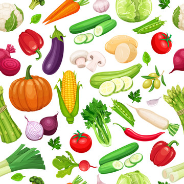 各种蔬菜四方连续插图
