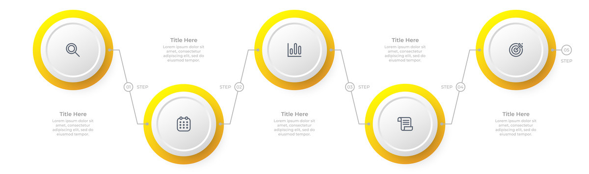 5步骤带有图标的圆形信息图表