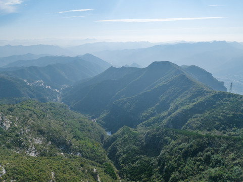 航拍济南章丘北峪大顶