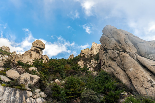 航拍青岛崂山地形地貌