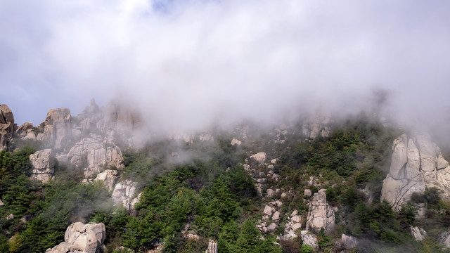 航拍青岛崂山奇峰怪石