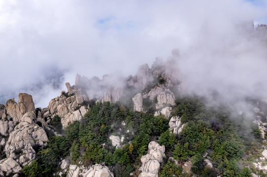 航拍青岛崂山人文胜景