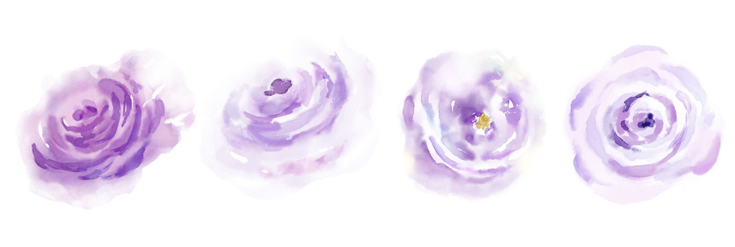 手绘水彩玫瑰花朵印花图案设计