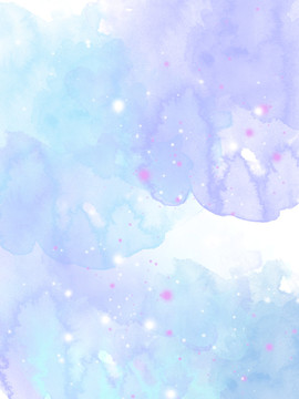 蓝紫色梦幻水彩水墨画