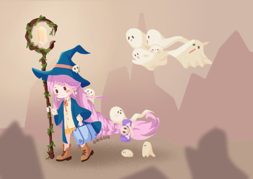 幽灵和小女巫