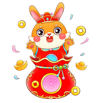 兔年春节招财的快乐兔