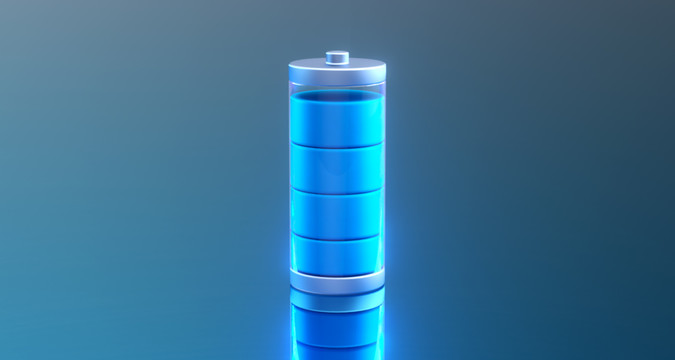3d渲染一个蓝色新能源电池