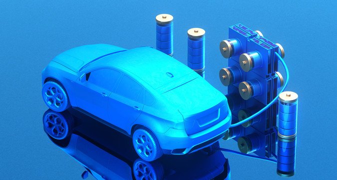 3D渲染新能源汽车供电概念