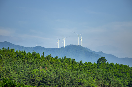 绿色自然风车风电能源