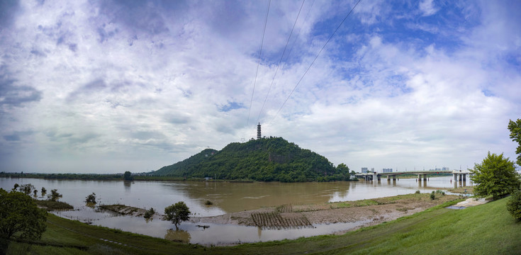 浙江兰溪兰江横山全景