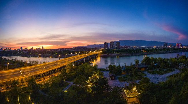 金华复兴大桥夜景全景