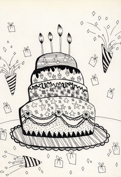 儿童插画生日蛋糕