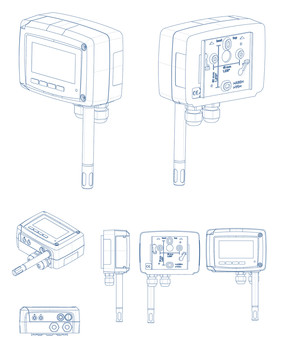 湿度传感器矢量线描图