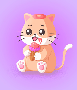 甜品猫插画